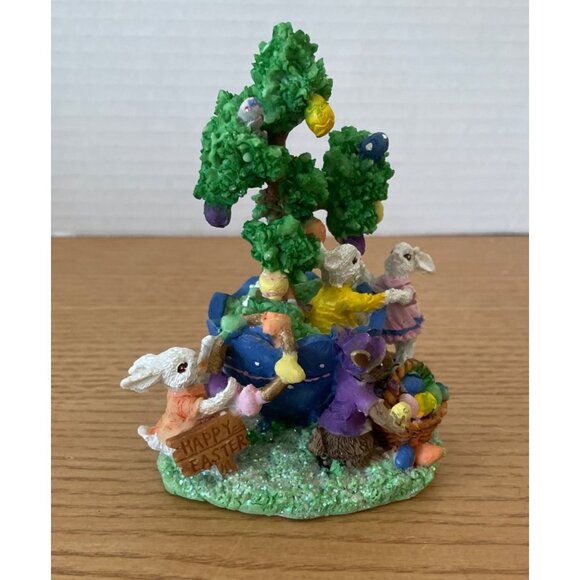 Vtg Jellybean Junction Easter Bunny Village Set 3 Tree Accessories Rabbits 2005 - Picture 6 of 9